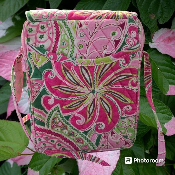 Vera Bradley Crossbody Bag Purse Mini Hipster Pinwheel Pink Preppy EUC - Picture 7 of 10